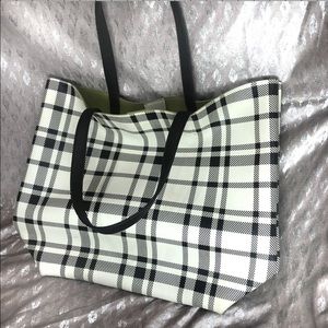 White Plaid Tote Bag